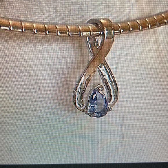 NWOT - Safi Kilima Omega Chain Necklace & Pear Shaped Tanzanite Slide Pendant* - Picture 3 of 12